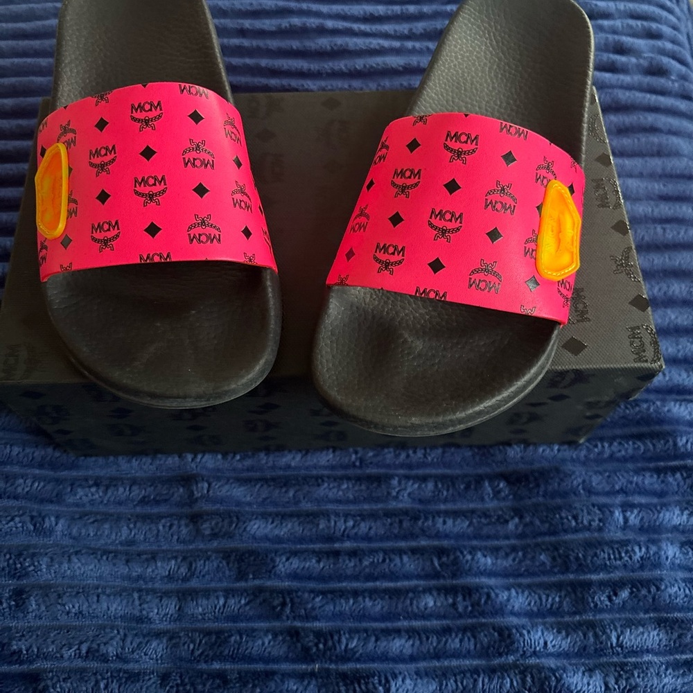 MCM Pink and Black Slides